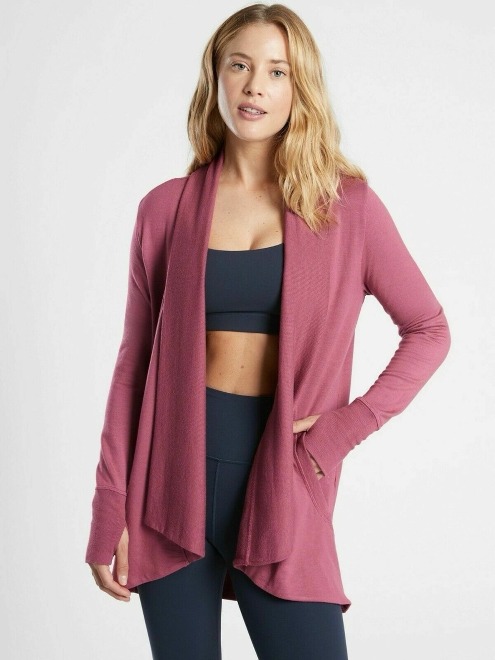 Athleta longsleeve Open-Front cardigan Sweater Small Yoga Workout